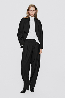 Massimo Dutti Костюмные брюки-бочонок плиссированные - Limited Edition, черный