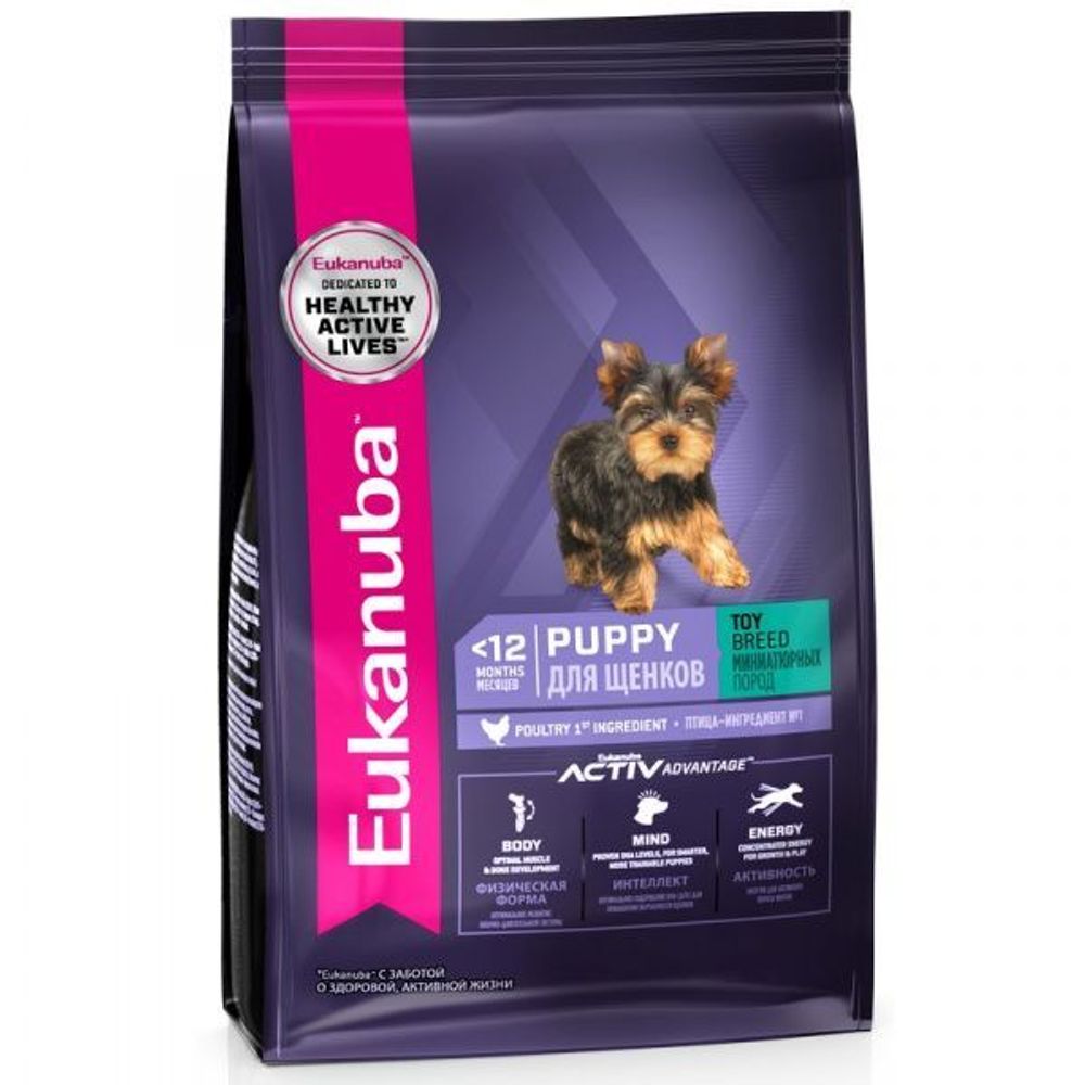 Сухой корм Eukanuba Puppy Toy Breed <12 months для щенков миниатюрных пород с птицей 2 кг Сухой корм Eukanuba Puppy Toy Breed <12 months для щенков миниатюрных пород с птицей 2 кг