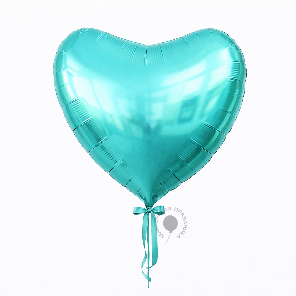 G Шар 36" / 91 см сердце Металлик Бирюзовый / Tiffany (БГ-150)  Изображение3