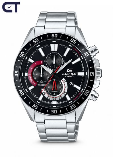 CASIO EFV-620D-1A4VUDF EDIFICE мужские наручные часы — массивный хронограф с чёрным циферблатом и оранжевыми акцентами