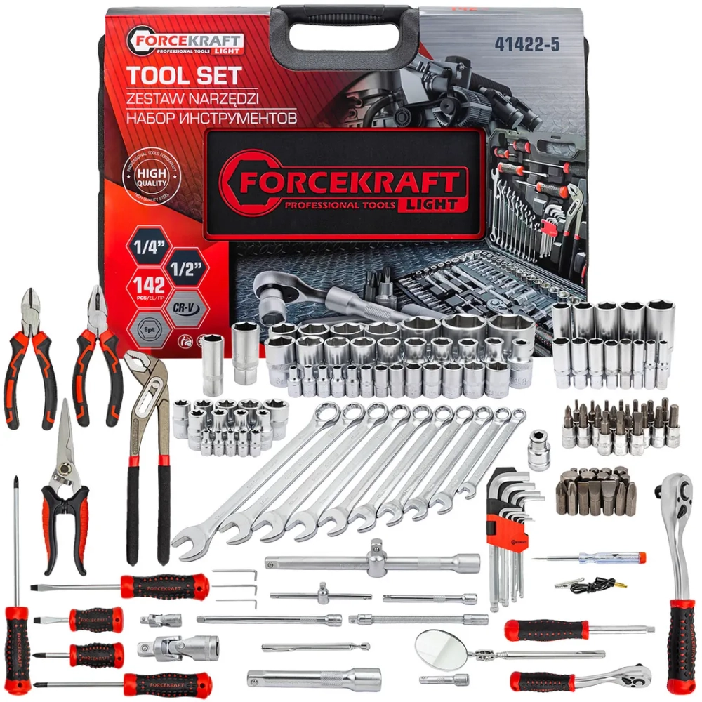 Набор инструментов 142пр. FORCEKRAFT LIGHT FK LIGHT-41422-5
