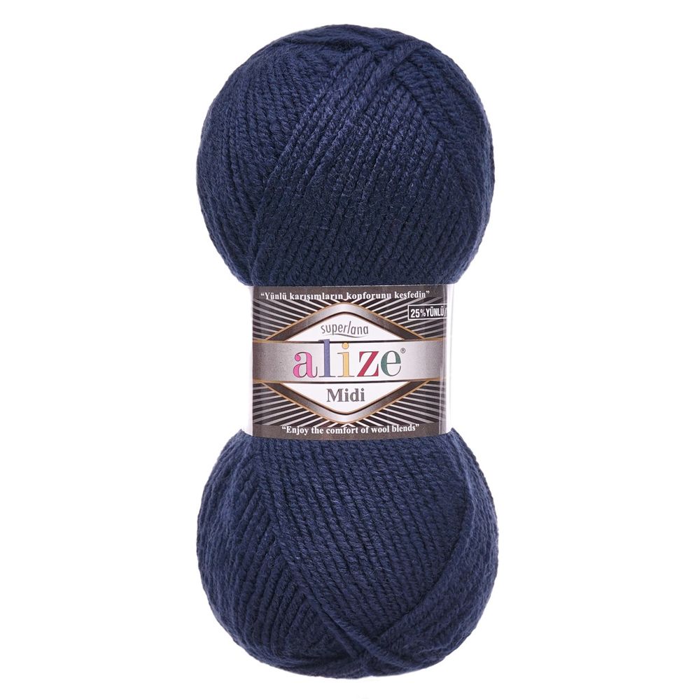 Пряжа Alize (Ализе) Superlana Midi / уп.5 мот. по 100 г, 170м, 058 темно-синий A
