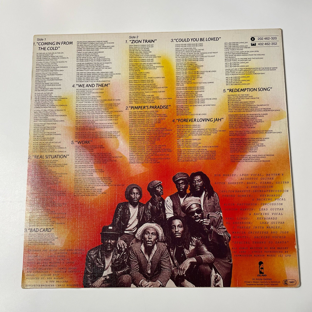 Винтажная виниловая пластинка LP Bob Marley and The Wailers, Uprising (Германия 1980)