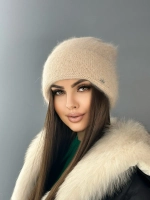 шапка зимняя вязаная ангора с пайетками