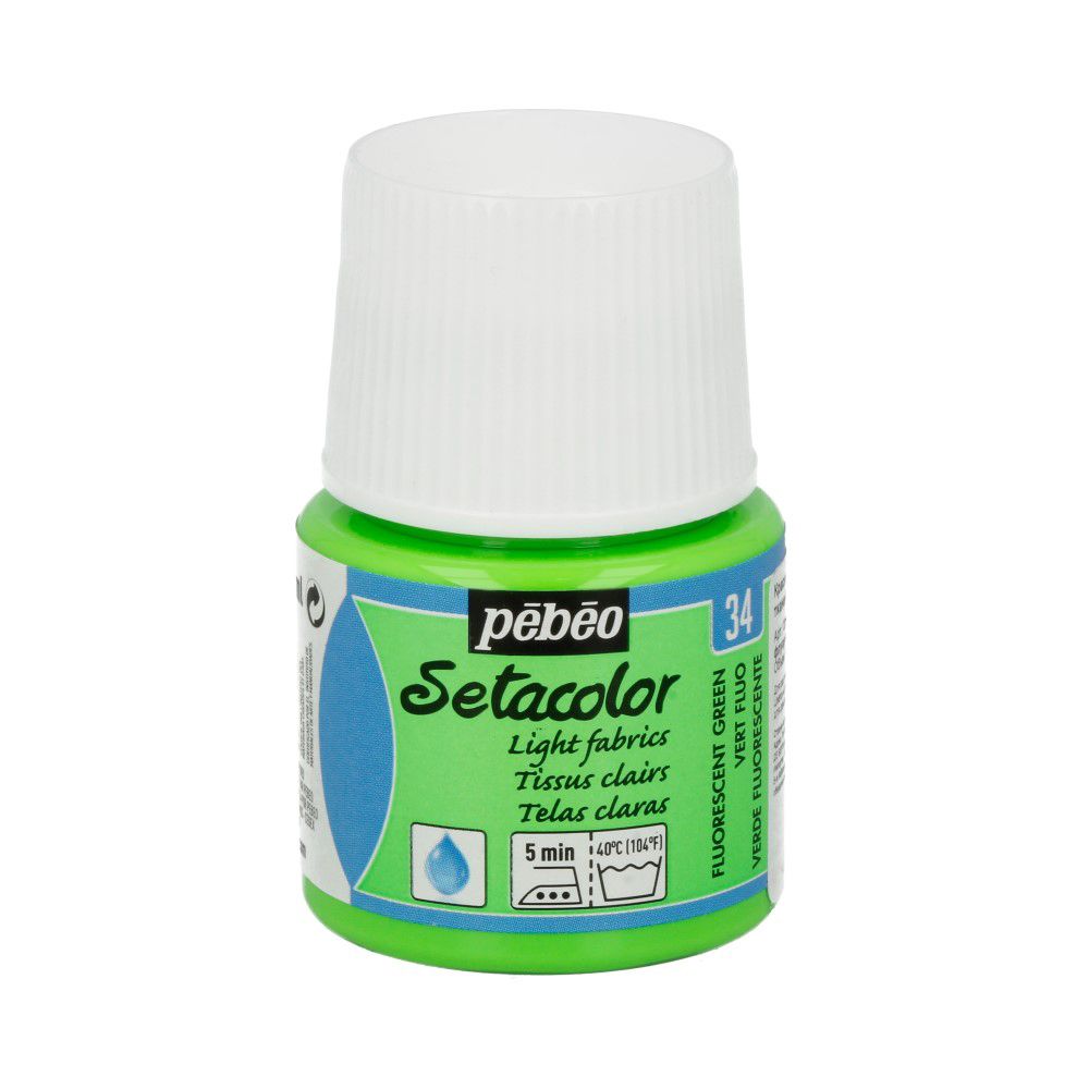 Краска для светлых тканей Setacolor 45 мл 329-034 зеленый флуоресцентный, Pebeo Краска для светлых тканей Setacolor 45 мл 329-034 зеленый флуоресцентный, Pebeo