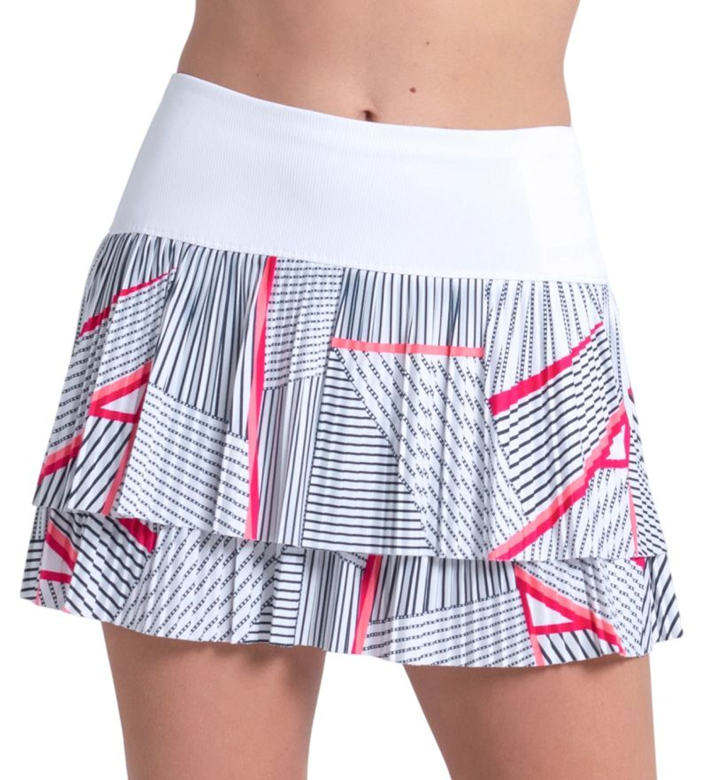 Женская теннисная юбка Lucky in Love Geo Glow Pleated - white