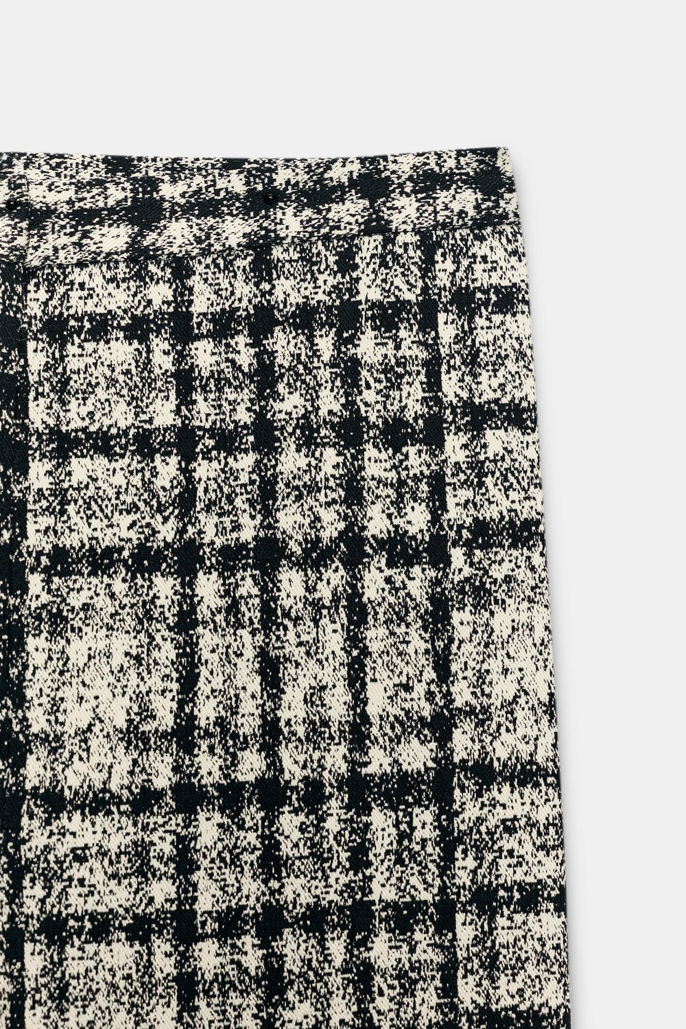 ZARA БРЮКИ FLARE В КЛЕТКУ, ЭКРЮ/ЧЕРНЫЙ