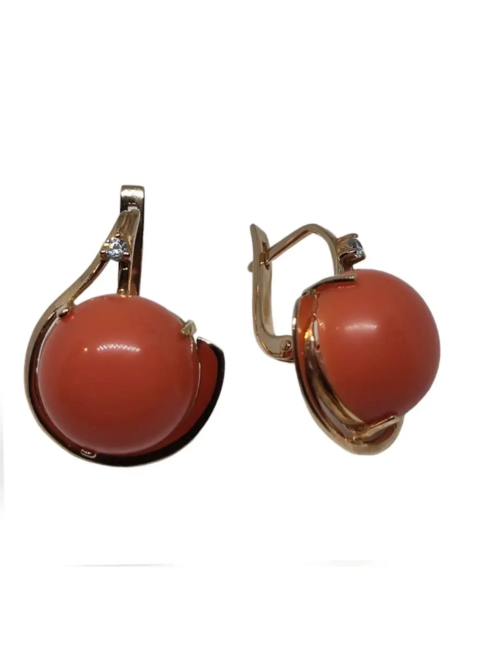Серьги бижутерные с кораллом