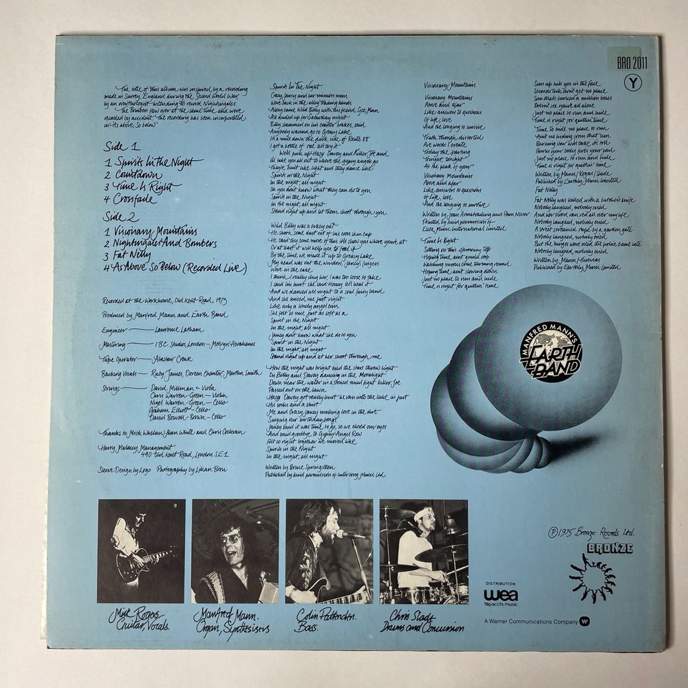 Винтажная виниловая пластинка LP Manfred Mann's Earth Band Nightingales and Bombers (France 1975)