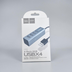 Разветвитель адаптер переходник USB HUB Хаб HOCO HB1 4 порта серый