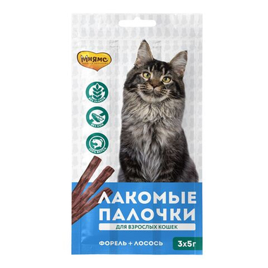 Колбаски Мнямс Лакомые палочки Лосось/Форель для кошек 15 г (3 шт)