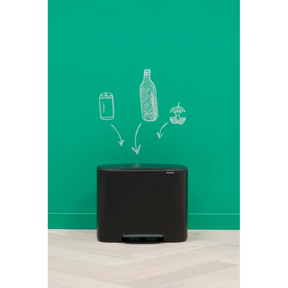 Brabantia Контейнер для мусора Bo 3х11л с сортировкой, черный 121104