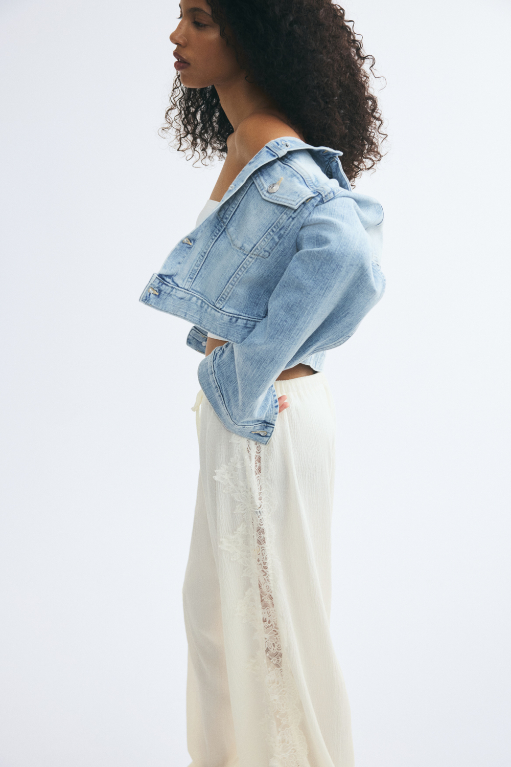 Брюки-баллоны с кружевной лентой - H&M