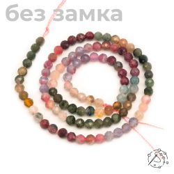 Нить бусин с огранкой турмалин 4 мм