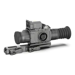 Прицел тепловизионный LZIRTEK Perun 335L, 384x288, D35, с дальномером - вид спереди сбоку на кронштейне