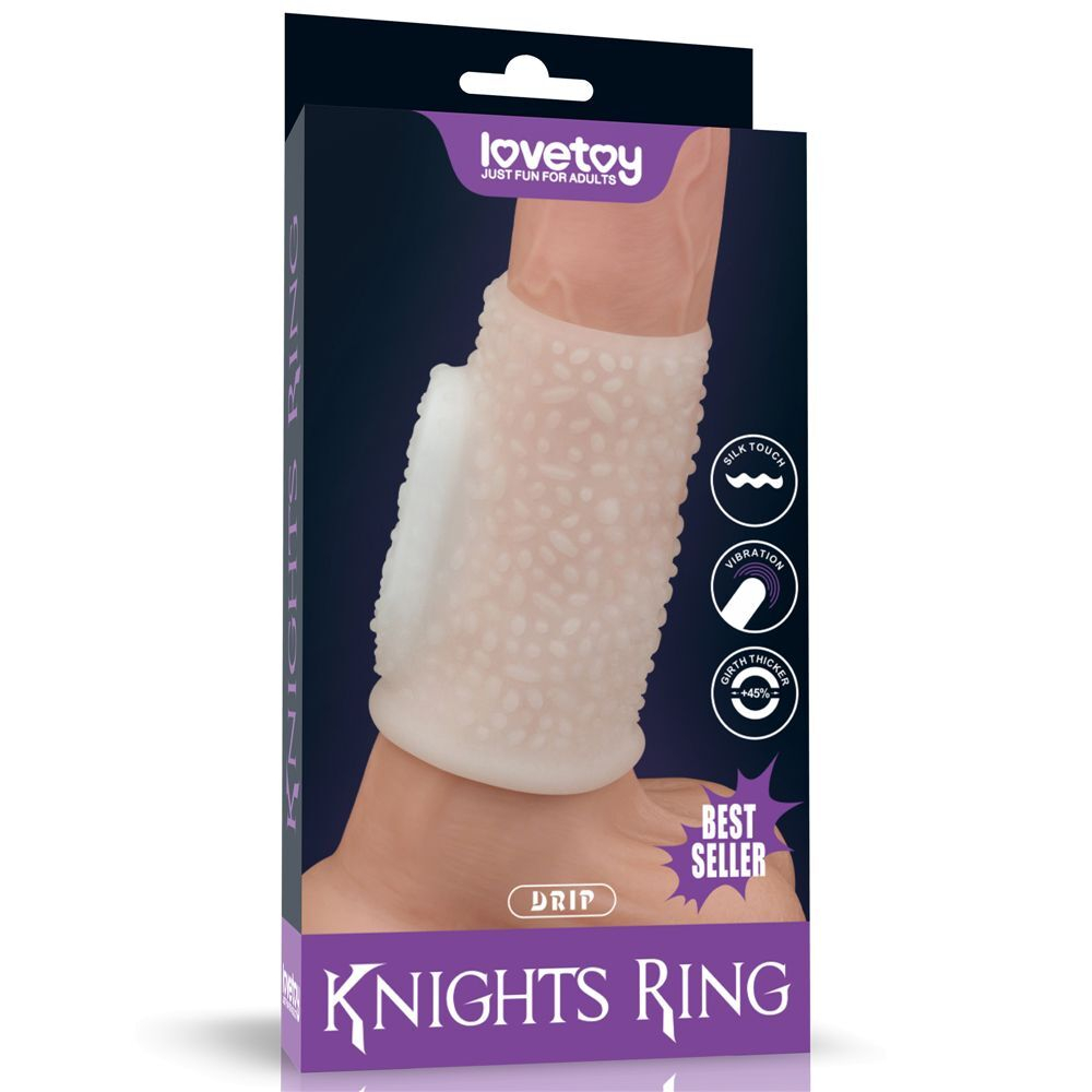 Белая вибронасадка на пенис Knights Ring с пупырышками (Цвет: белый)