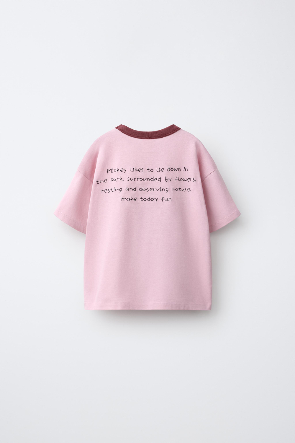 ZARA ФУТБОЛКА С ПРИНТОМ И ВЫШИВКОЙ MICKEY MOUSE © DISNEY, РОЗОВЫЙ