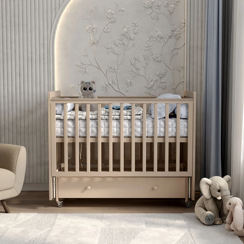 Кровать ANTEMI Classic Sleep 120х60 ящик+универсальный маятник цвет: Капучино арт. НИК 22к