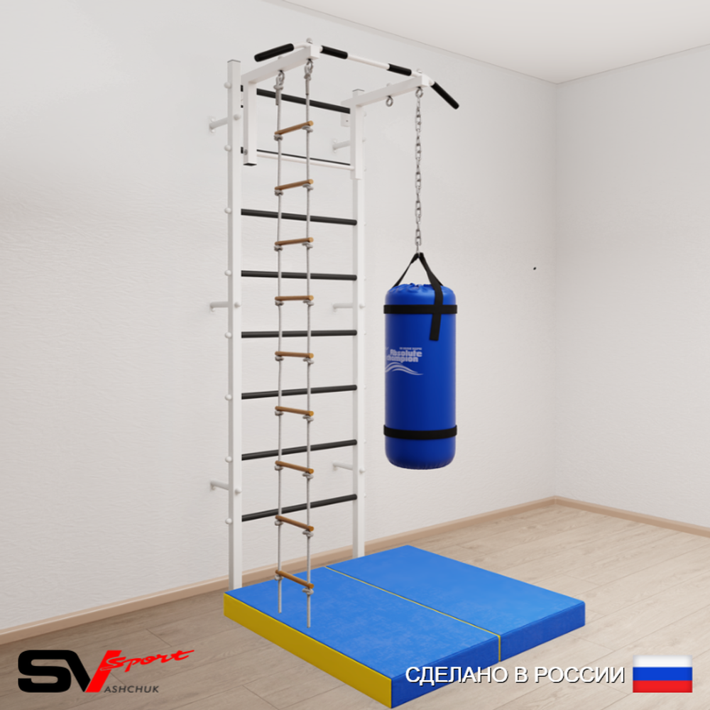 Шведская стенка Sv Sport усиленная 6117 (Турник стандарт/Лестница/Цепь/Мешок 30кг/Мат 1м)