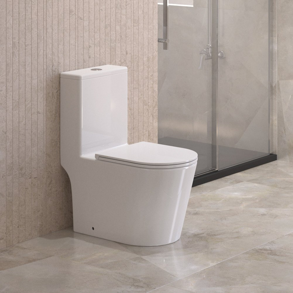 Унитаз-моноблок безободковый с сиденьем микролифт BelBagno TRE BB673CP-MN-TOR/SC