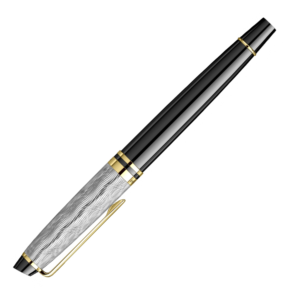 Перьевая ручка Waterman Reflections of Paris Expert DeLuxe Black GT, перо M, чернила: blue в подарочной коробке