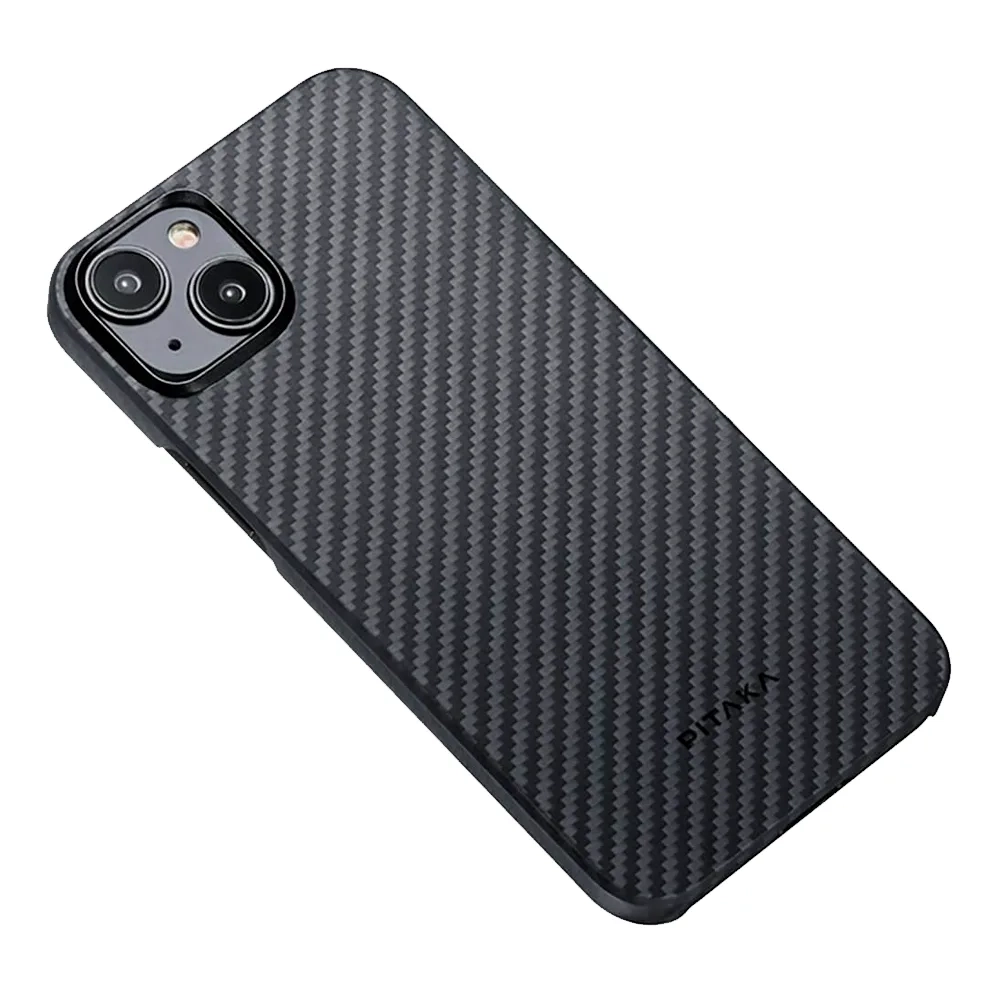 Чехол из арамидного волокна с поддержкой MagSafe PITAKA MagEZ Case 4 600D для iPhone 15 Plus, Black / Grey Twill (Cаржевое переплетение)
