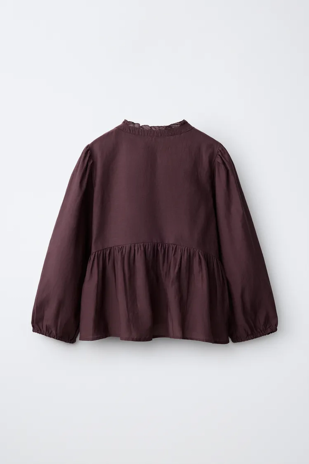 ZARA РУБАШКА С ЗАСТЕЖКАМИ-ТОГГЛ И СКЛАДКАМИ, БУРГУНДИ
