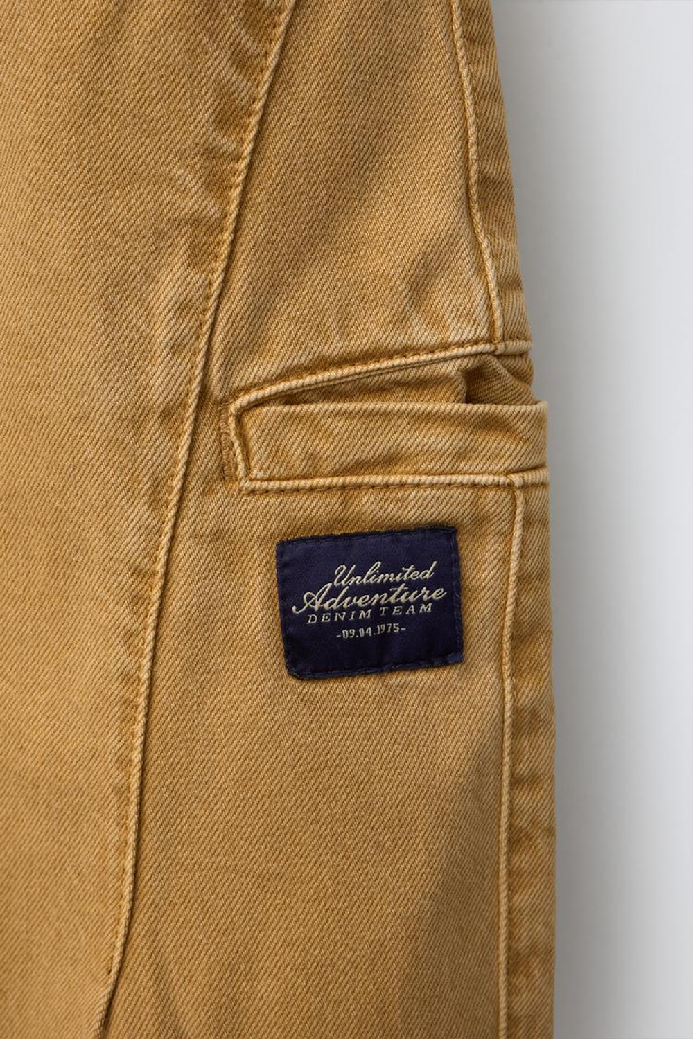 ZARA БРЮКИ BARREL КАРГО С НАШИВКОЙ, РЫЖЕВАТО-КОРИЧНЕВЫЙ