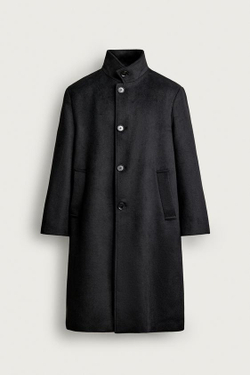 ZARA ПАЛЬТО RELAXED FIT С ВЫСОКИМ ВОРОТНИКОМ, ЧЕРНЫЙ