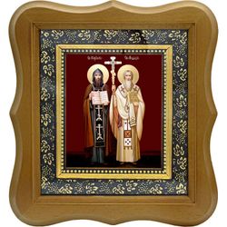 Кирилл и Мефодий Святые равноапостольные учители Словенские. Икона на холсте