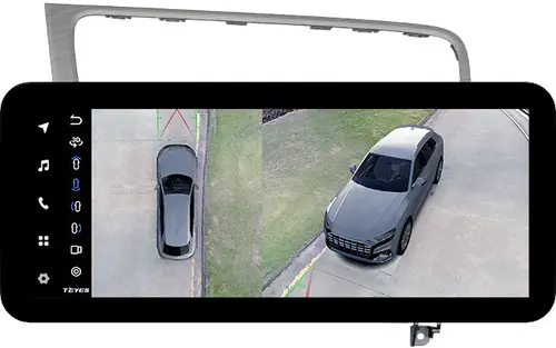 Магнитола для Volkswagen Golf 7 2012-2020 (рамка серебро) - Teyes LUX ONE 360 монитор 12.3" 2K QLED на Android 10, Быстрая, CarPlay, 4G SIM-слот, 4 камеры в комплекте