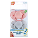 RaZbaby, Пустышка Keep-It-Kleen, для детей 0–36 мес, розовая и серая, 2 шт.