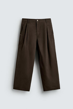ZARA БРЮКИ ЧИНОС WIDE FIT, КОРИЧНЕВЫЙ