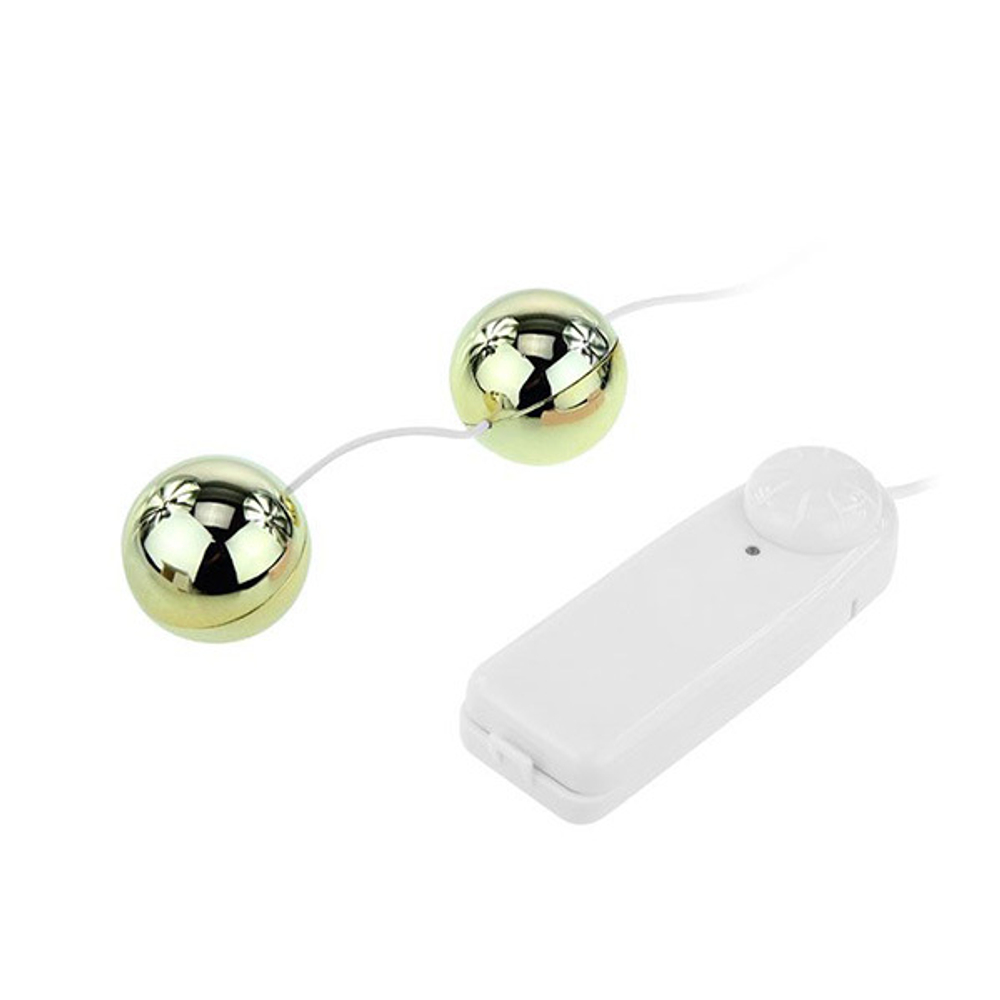 Золотистые шарики 3,2см с вибрацией Baile Goden Balls BI-014049-6