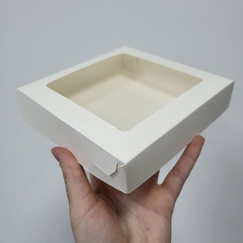 Коробка для печенья 15*15*3 см, Белая с окном