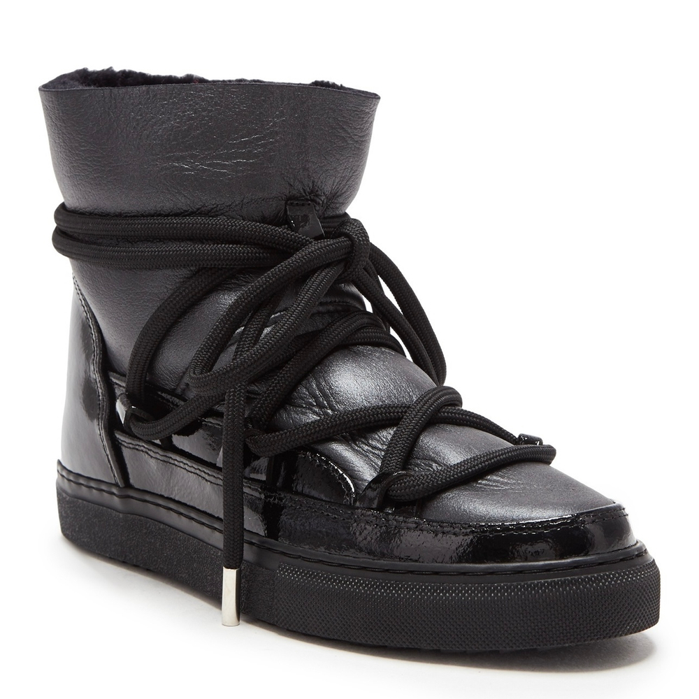 Высокие комбинированные кеды INUIKII 75202-007 Sneaker Gloss Black на меху