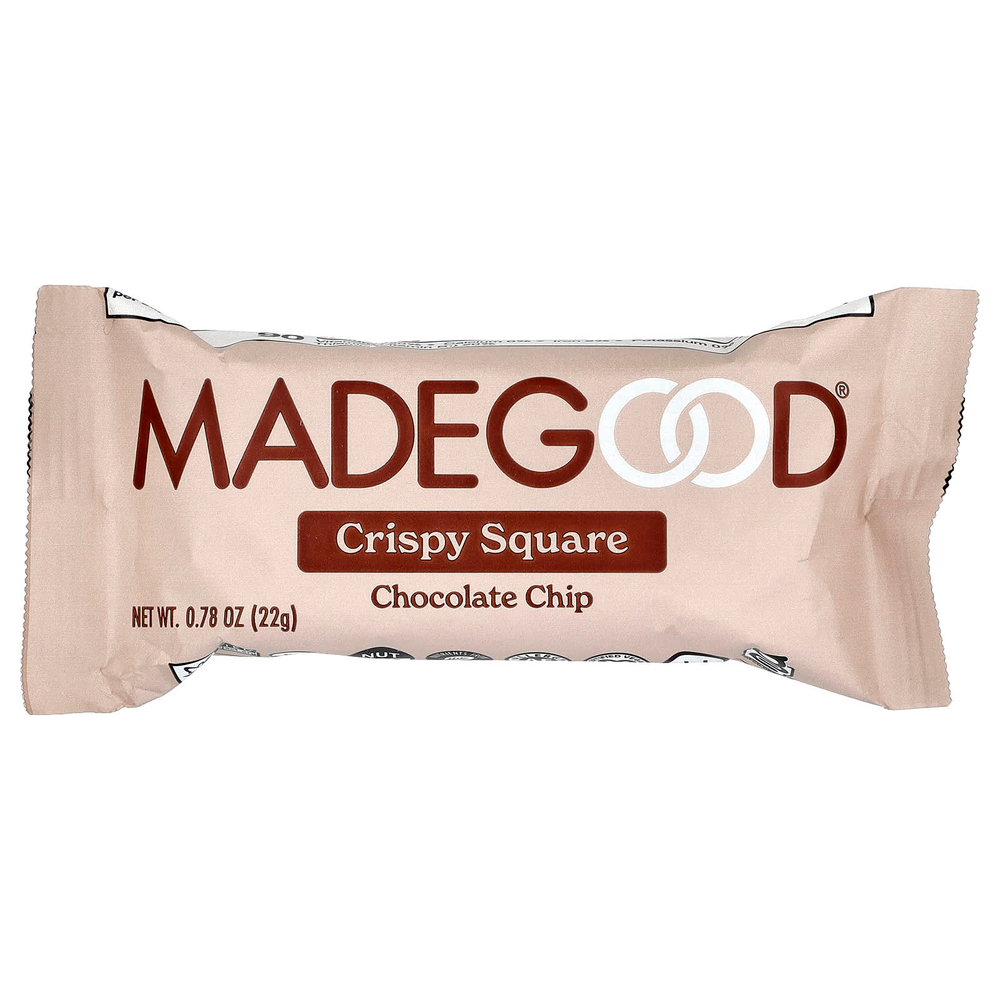 MadeGood, Crispy Squares, шоколадная крошка, 6 батончиков по 22 г (0,78 унции)