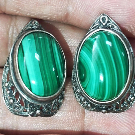 Серьги "Нукуш" малахит асс.