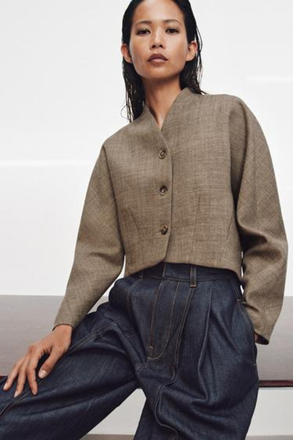 ZW COLLECTION ШЕРСТЯНОЕ КОРОТКОЕ ПАЛЬТО - ZARA
