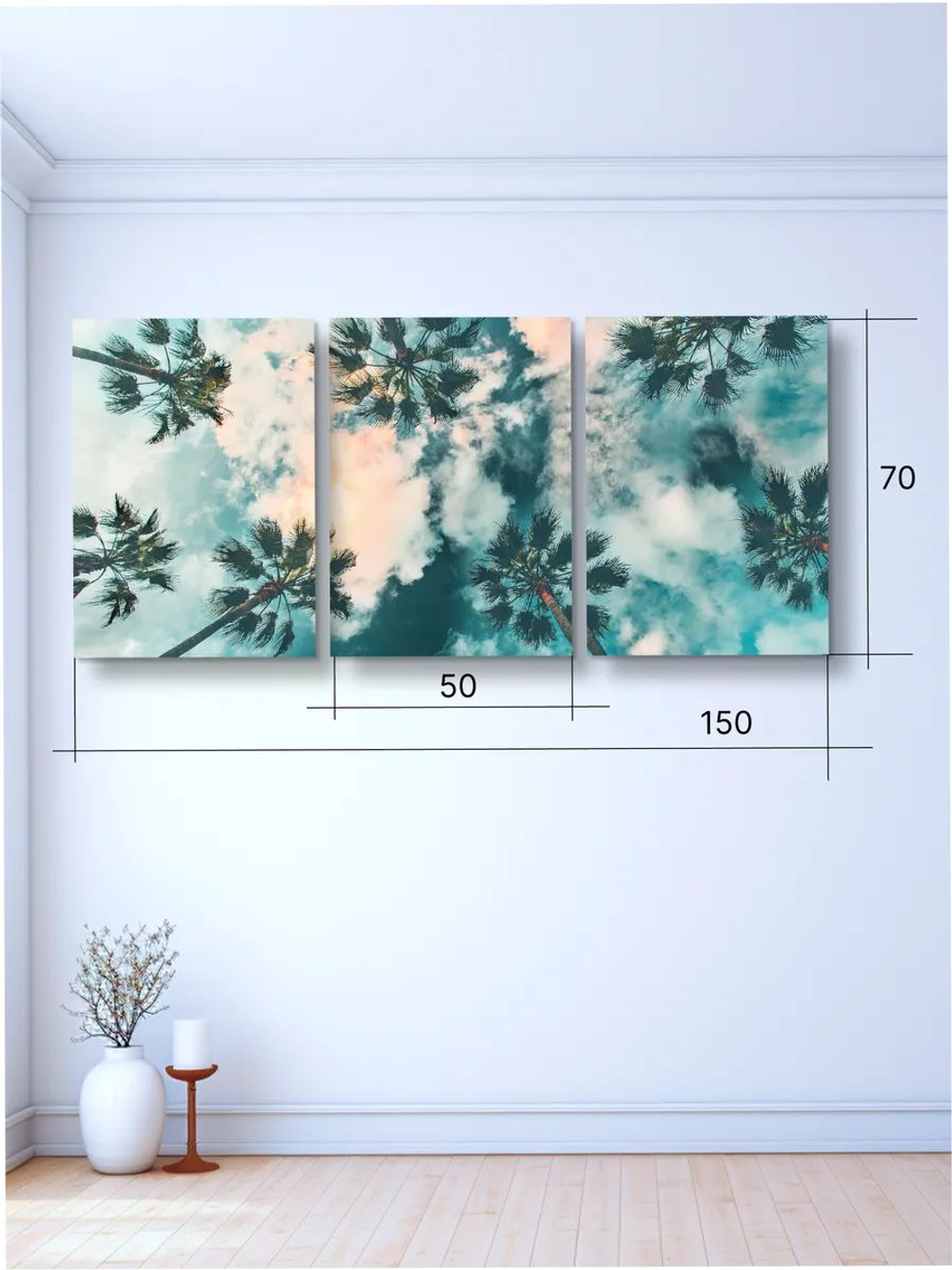 Картина Красная машина модульная 50x70см 3шт.