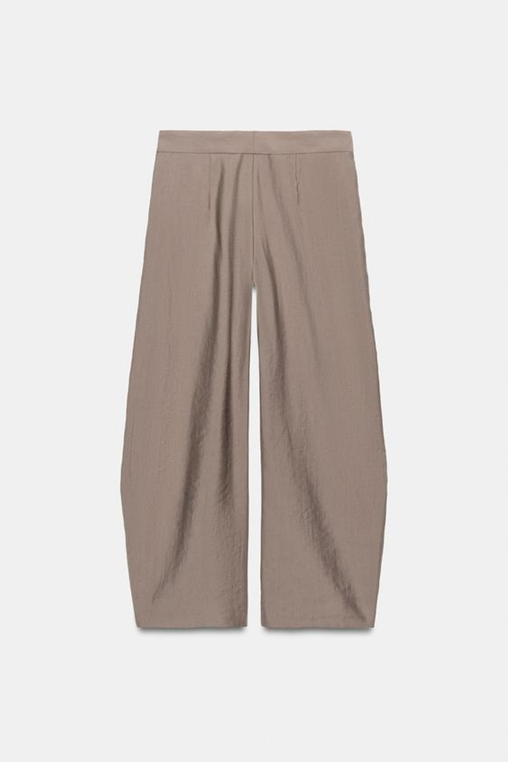 ZARA БРЮКИ WIDE-LEG С ЗАЩИПАМИ — ZW COLLECTION, СЕРО-КОРИЧНЕВЫЙ