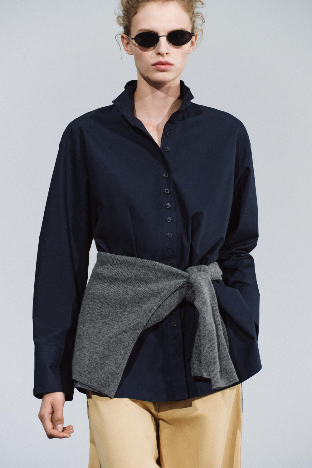РУБАШКА С ВЫСОКИМ ВОРОТНИКОМ ZW COLLECTION — ZARA