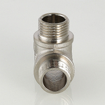 Тройник латунный никелированный равнопроходной внутренняя/наружная/наружная резьба VALTEC