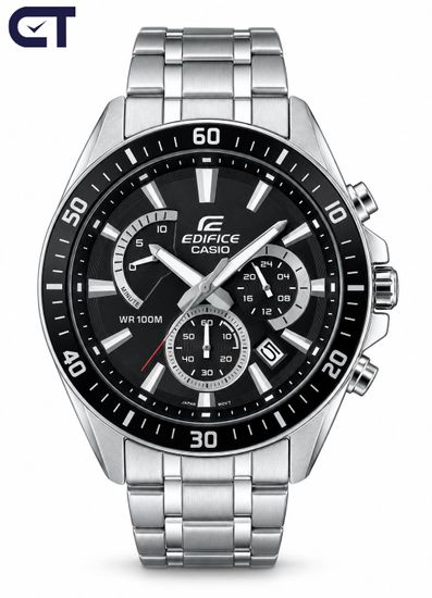 CASIO EFR-552D-1A EDIFICE мужские наручные часы — чёрный циферблат, хронограф и ретроградный счётчик минут