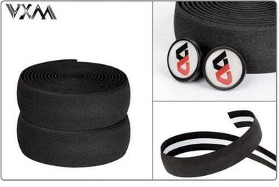 Обмотка на руль Silicone/EVA с клеевой основой, 30х2150х3 мм, к-кт 2 шт. (пара), с торцевыми заглушками, инд. упак., VXM (черный)
