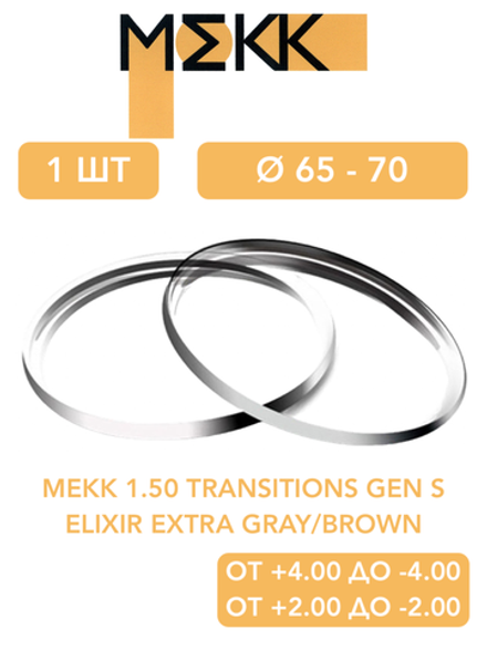 Фотохромная линза для очков Мekk 1.50 Transitions Gen S ELIXIR EXTRA Gray/Brown