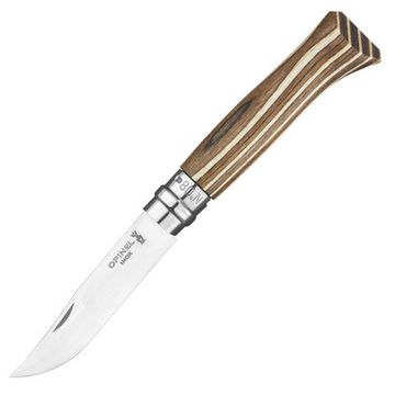 Складной нож Opinel №08, нержавеющая сталь, ручка из березы, коричневая ручка, 002388 c клинком из стали Sandvik™ 12С27