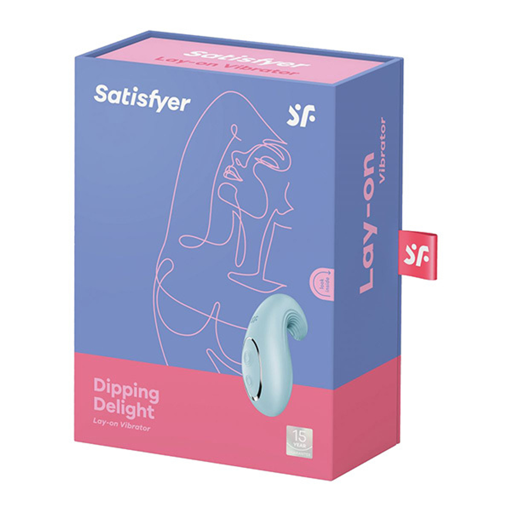 Голубой клиторальный вибромассажер 9см Satisfyer Dipping Delight