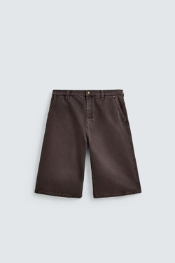 ZARA ДЖИНСОВЫЕ ШОРТЫ RELAXED FIT, КОРИЧНЕВЫЙ