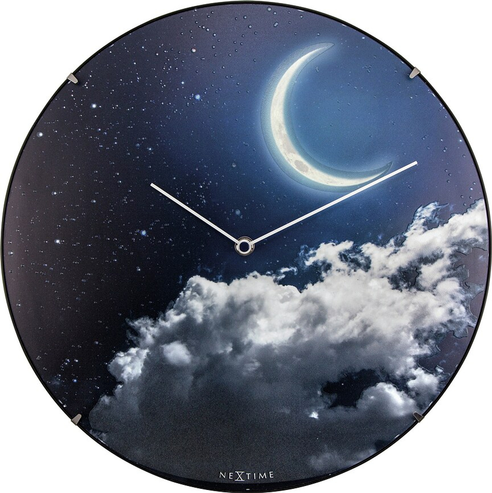 Настенные часы NeXtime New Moon Dome, стекло, 35 см, синие
